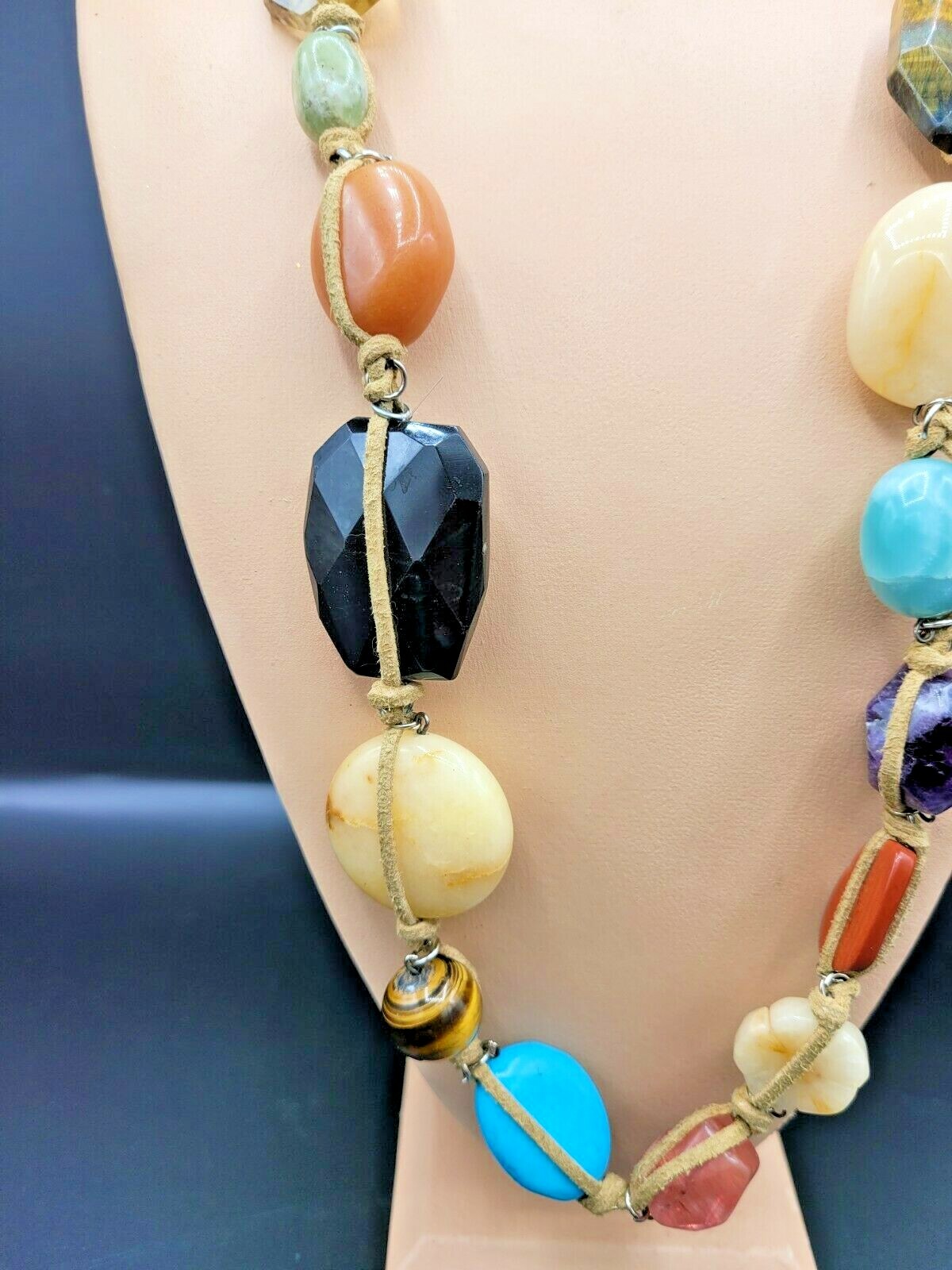 Handcrafted Cord Multi precious Gemstone Beaded N… - image 3