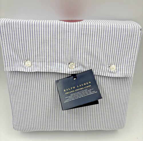New Ralph Lauren Organic Oxford Stripe King Extra Deep Fitted Sheet