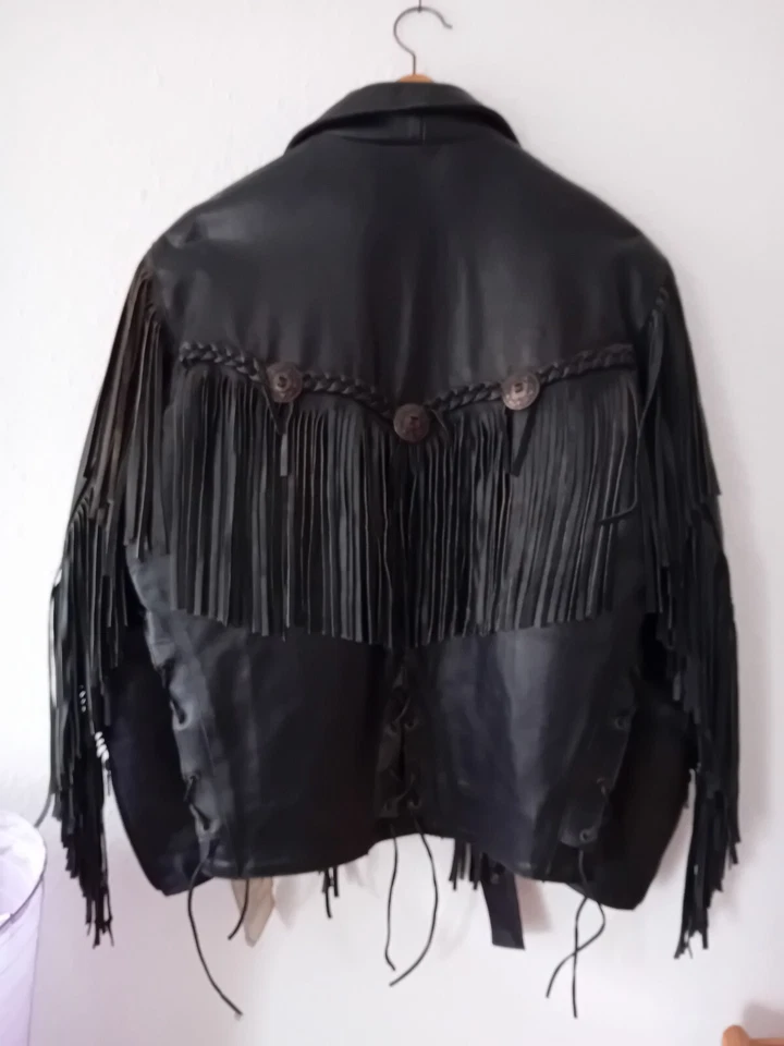Lederjacke Fransen Motorrad 100 % Rindsleder - Bild 2 von 4