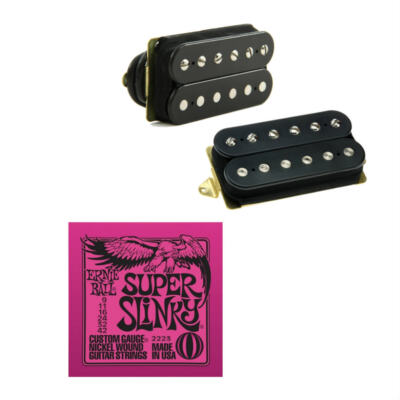 DiMarzio DP193BK, DP155BK Humbucker Set Black w/Free Ernie Ball Super Slinky ...