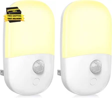 Plug in Motion Sensor Dimmable Night Light, Soft Warm White LED Nightlight with