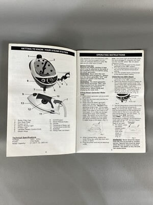 Shark Steam Station Euro-Pro Owners Manual Model G6200 & G6200C