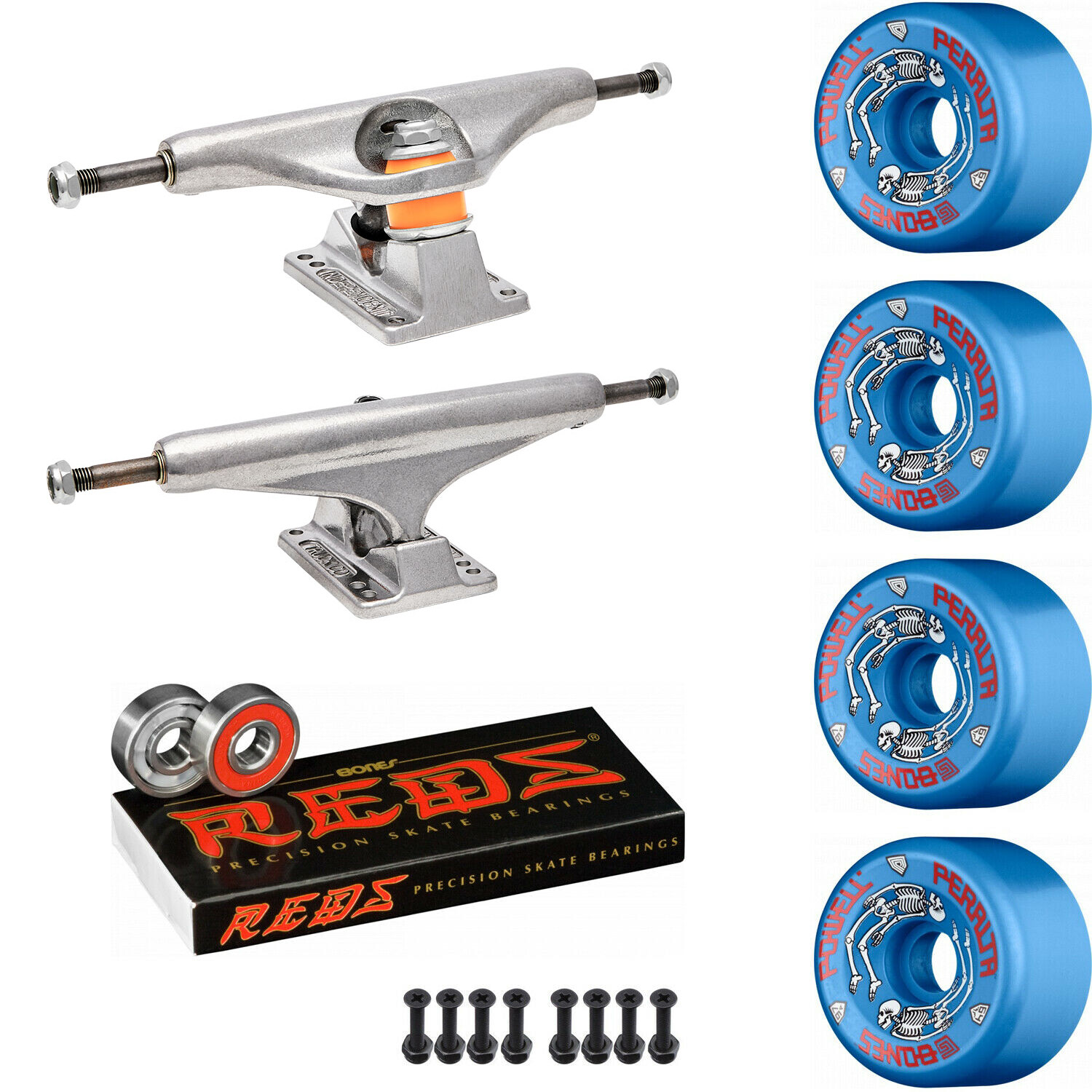 Old School Skateboard Package INDEPENDENT Trucks POWELL G-BONES Wheels + REDS