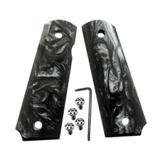1911 GRIP FULL SIZE fits Colt & Clones CUSTOM GRIPS Black Pearl W/Scews & Wrench
