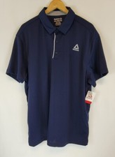 Reebok Performance Ace Polo Shirt Navy Blue Polyester Short Sleeve Men's 2XL