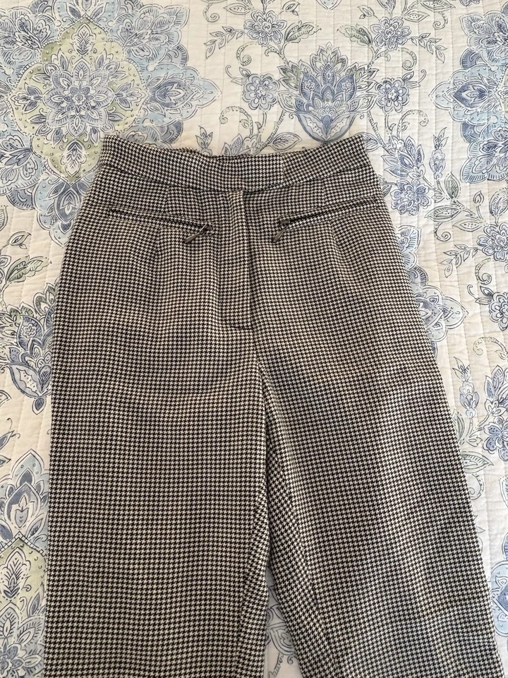 Pantalones de pata de gallo de cintura alta vintage pantalones de negocios rectos talla 4 100 % lana Foto 2 de 4