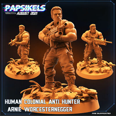 Colonial Arnie Worcesternegger - Sci-Fi 3D Printed Miniature by PAPSIKELS