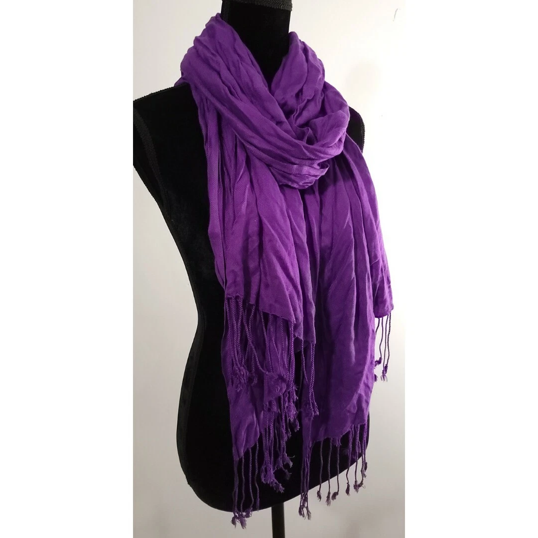 Spectrum 100 Rayon Long Purple Scarf w Fringe
