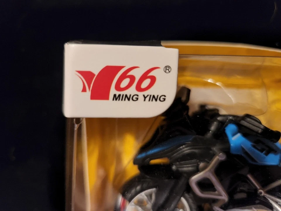 BMW Motorcycle Modelo Die-cast MY66 M1218 Escala 1:14 Azul Caja Dañada Foto 3 de 4