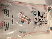 Vintage 1970  s new and sealed baby pillowcase with pink bunnies. new old stock