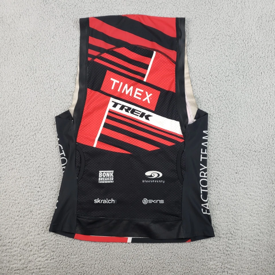 Camiseta deportiva de ciclismo TIMEX Factory Team Castelli Trek para mujer pequeña roja sin mangas Foto 2 de 4