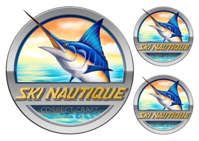 Ski Nautique Marlin Designer Stickers 7.5'' & 3.5'' in diameter