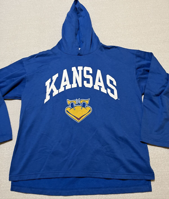 #ad #ad VINTAGE Kansas Jayhawks Limited Edition Hoodie #ed 174 300 Large Blue Hawk $17.96