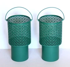 HD Designs Green Metal 10" Solar Hanging Lantern Lot Of 2 Covered Yard & Garden