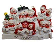 Personalized Snowman Family of 11 Christmas Ornament 
