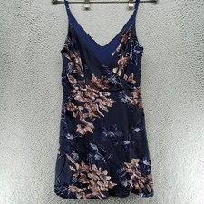 Lulus Midi Dress Floral Spaghetti Strap Blue Womens S Lined Stretch V Neck