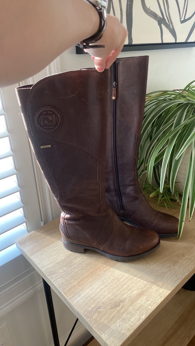 Rockport Brown Leather Knee High Heeled Riding Boots Size