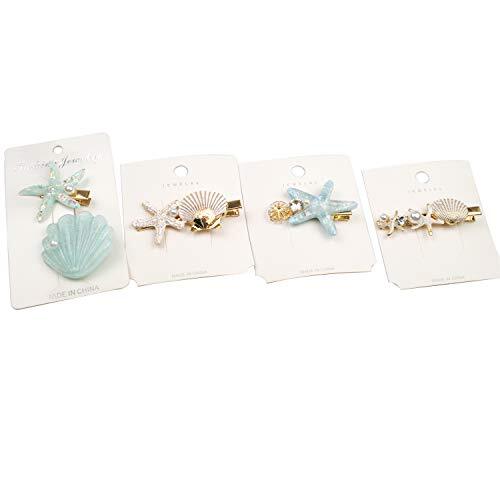 Shell Pearl Starfish Hair Clip Set for Women Girls, Princess Alligator Hair - Bild 2 von 5