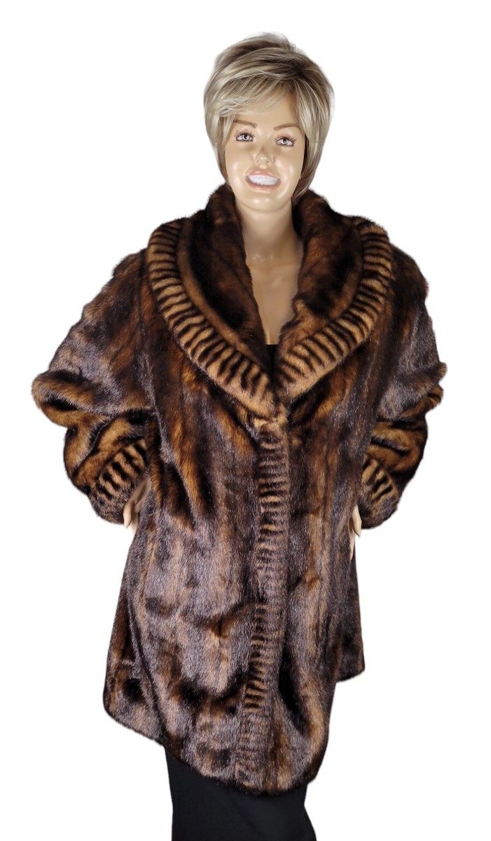 Dennis By Dennis Basso Faux Fur Brown Mink Fully Lined Coat Wide