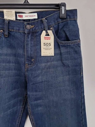 Levi's Boy 505 Straight Jeans Blue Medium Wash Pockets Denim 29X29 Regular Sz 18 - Picture 3 of 6