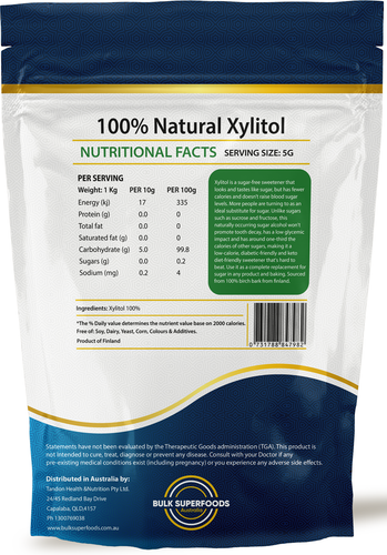 Natural Xylitol 1Kg by Bulk Superfoods - Picture 2 of 3