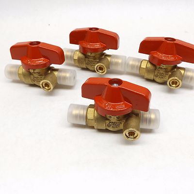 Lot of 4 Bugatti CW617N Gas Ball Valve 3/8  Flare w/ 3/16  Flare Tap
