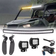 WEISEN Amber/White 42" LED Light Bar Roof Mount+3" 18W Pods For Polaris General