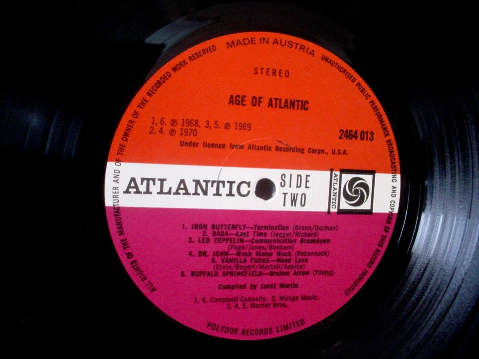 THE AGE OF ATLANTIC UK 1970 ATLANTIC 2464 013 Led Zeppelin MC5 Allman Brothers - Image 2 of 4
