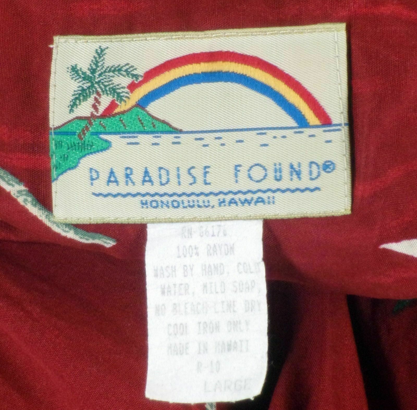 PARADISE FOUND Men's Large  Button-Front  Short Sleeve Wine Floral 100% Rayon