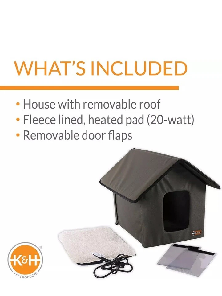Outdoor Heated Kitty House Heated Pet Cat House Insulated Shelter Warming House - Image 2 of 4