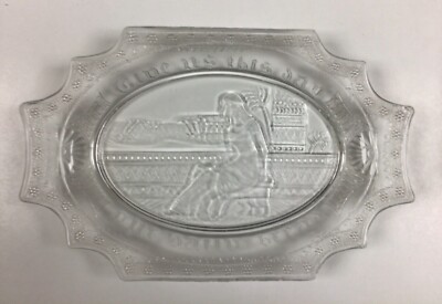 Antique  Give Us This Day Our Daily Bread  /Clear Glass Oval Bread Plate