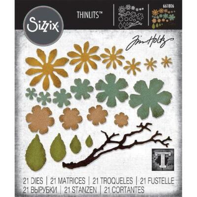 Sizzix Thinlits Schneidstanzstücke von Tim Holtz - kleine zerfetzte Blumen 661806