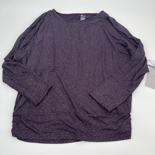 Jennifer Lopez Womens Top Large Petite Purple Metallic Silver Casual Sparkle New - 第 1/9 張圖片