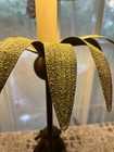 32” Monkey Under A Tropical  Palm Tree Brass Table Lamp W/ Velvet Lamp Shade — photo 4