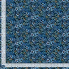 Feline Drive Fabric CALICO CAT Tiny Packed Floral Blue - Sold by the Yard
