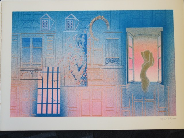 Daniel SCIORA (1945-2016) LITHO SIGNEE FEMME NUE PAYSAGE URBAIN POP ART BREL