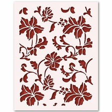 Floral Vine Stencil Hibiscus Leaves Botanical Garden Tropical Flower Pattern