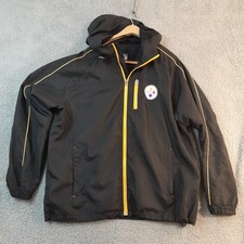 NFL Pittsburgh Steelers Black  Yellow Hooded Jacket Large NFL Water Resistant
