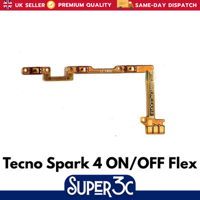 Für Tecno Spark 4 Ersatz EIN/AUS Netz Lautstärketaste Flexkabel - UK Verkäufer