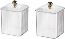 2 Pack Acrylic Qtip Holder Cotton Swabs Holder Cotton Ball Organizer Clear Qtip