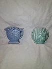 2 rare htf Nelson Mccoy miniature vases 1 blue,1 green, little beauties.!
