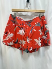 Athleta Hudson Beach Size 12 Swim Bright Red Floral Board Shorts