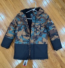 Timberland Boys Kids Puffer Coat Full Zip Hooded Jacket Camouflage, M-10/12