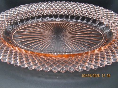 Pink Depression Glass Oval Serving Platter Miss America By Anchor Hocking 12”X9”