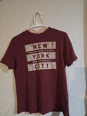 Primark New York City Graphic T Shirt XS Maroon Burgundy NYC Tee Regular Fit