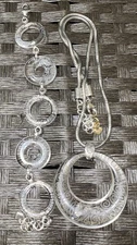 Brighton Lava Lounge Clear Lucite Pendant Necklace Silver Chain Large Round