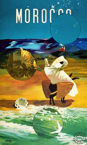 Morocco Vintage Travel Poster 1952 Moroccan Tourist Bureau Wall Art Retro - Foto 2 di 6