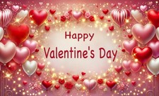 Valentine  s Day Banner 71x43 Inches Happy Valentine Backdrop Love Heart Balloon