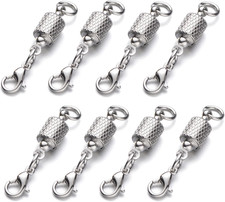 Locking Magnetic Clasps for Jewelry, Easy Necklace Clasp, 8PCS, Silver
