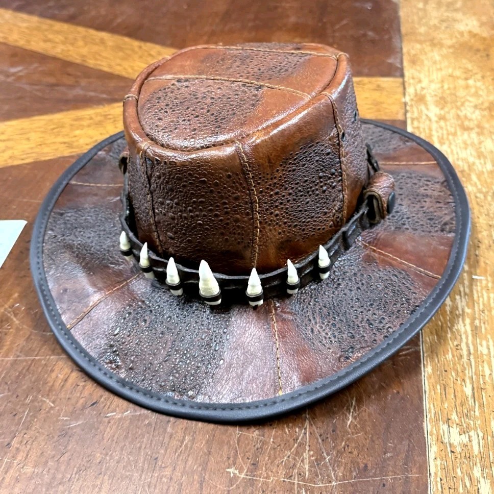RARE! JACARU Genuine Cane Toad Croc Leather Bush Hat M/L Handmade